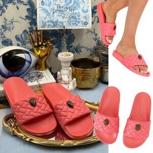 🆕 KURT GEIGER LONDON 🧿 NWOT Meena Eagle Quilted Slide, Salmon - Sz 38 US 7.5